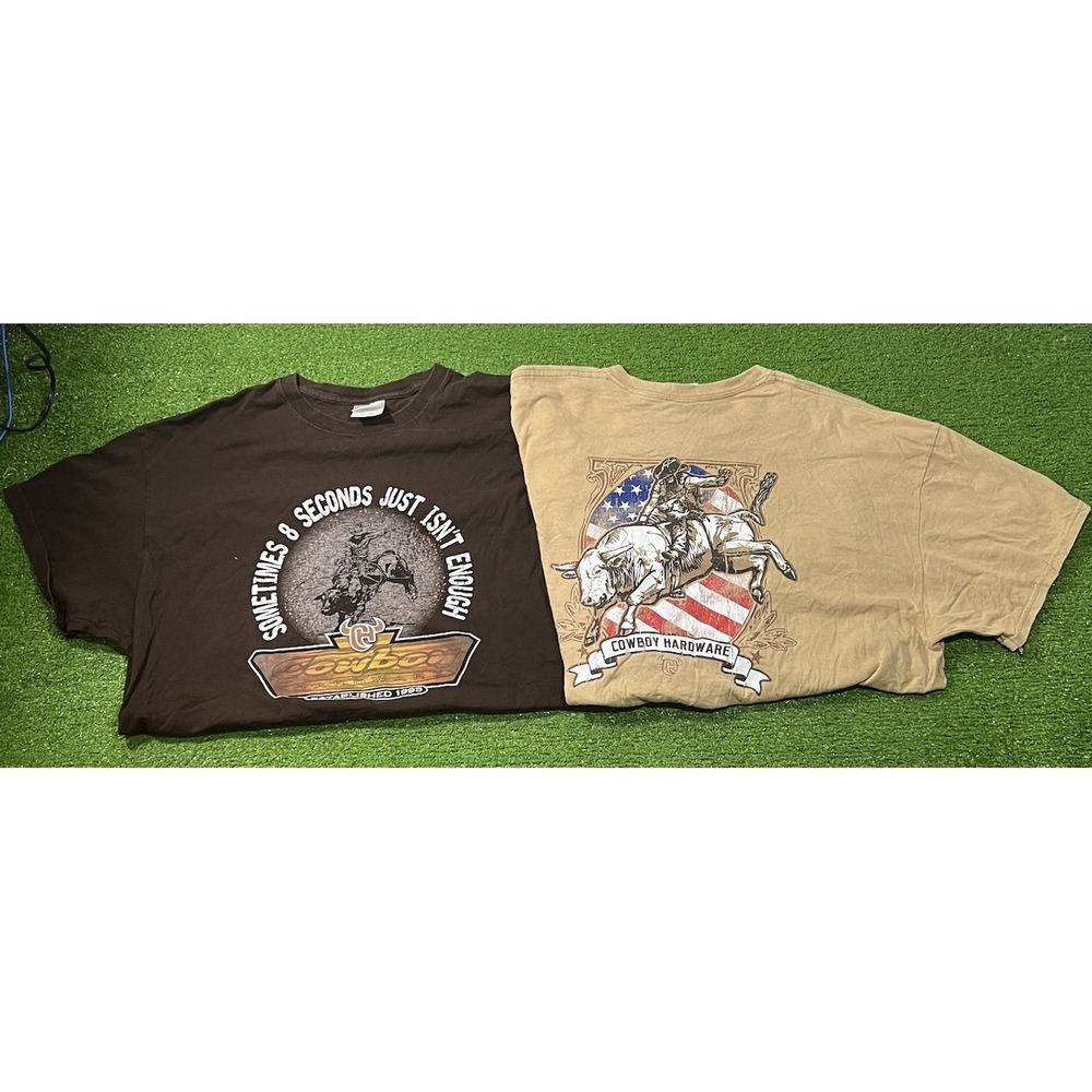 Y2K Cowboys Hardware Shirt 2XL(2)  Rodeo Bull Riding Graphic Tee "8 seconds"
